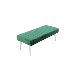 Pemberly Row Contemporary 17&quot Velvet Upholstered Bench in Green