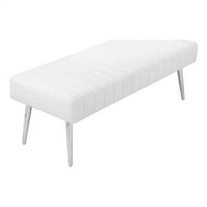 Pemberly Row 17&quot Modern Faux Leather Upholstered Bench in White