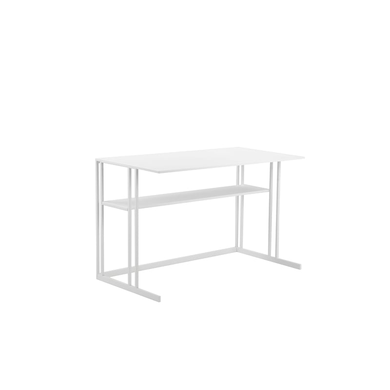Pemberly Row Contemporary / Modern Minimalist Desk Metal in White