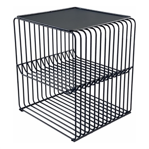 Pemberly Row Contemporary 2-Tiered Tall Metal Side Table in Black