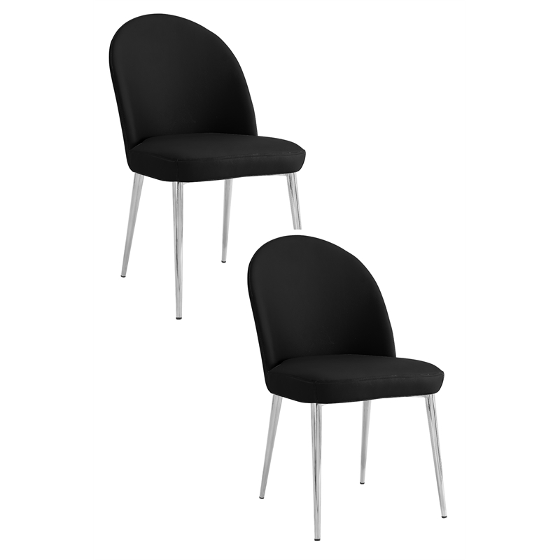 Pemberly Row Contemporary Chair Black Faux Leather (Set of 2)
