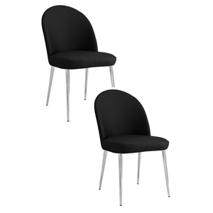 Pemberly Row Contemporary Chair Black Faux Leather (Set of 2)