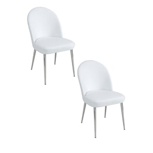 Pemberly Row Contemporary Chair White Faux Leather (Set of 2)