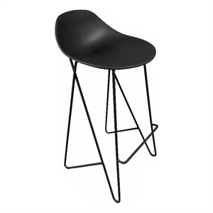 Pemberly Row 30&quot Modern Plastic Barstool in Black (Set of 2)
