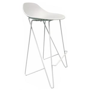 Pemberly Row 30&quot Modern Plastic Barstool in White (Set of 2)
