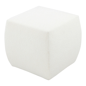 Pemberly Row Contemporary 17&quot Fabric Upholstered Ottoman in White
