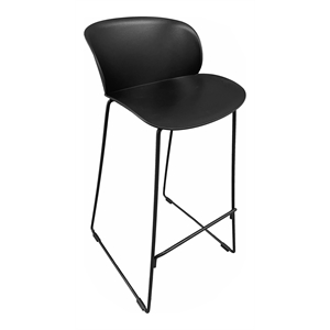 Pemberly Row 29.5&quot Modern Plastic Barstool in Black (Set of 2)