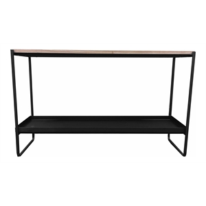 Pemberly Row 2-Tier Modern Wood Veneer/Metal Console in Black
