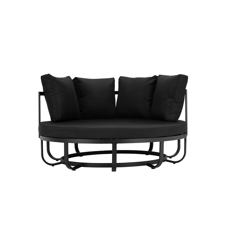 Pemberly Row Contemporary / Modern Aluminum Frame Daybed in Black