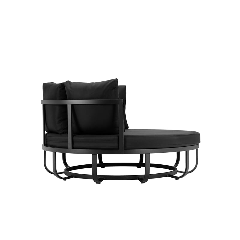 Pemberly Row Contemporary / Modern Aluminum Frame Daybed in Black