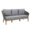 Pemberly Row Contemporary 3 Seater Sofa Acacia frame Gray Cushions