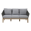 Pemberly Row Contemporary 3 Seater Sofa Acacia frame Gray Cushions