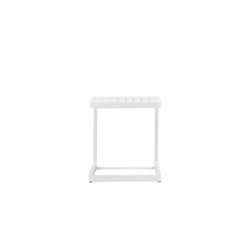 Pemberly Row Contemporary Aluminum Frame Side Table in White