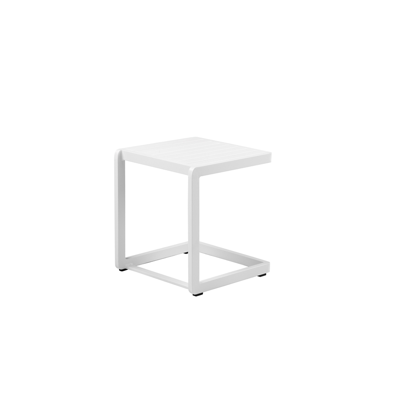 Pemberly Row Contemporary Aluminum Frame Side Table in White