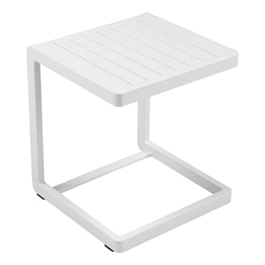 Pemberly Row Contemporary Aluminum Frame Side Table in White