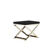 Pemberly Row Contemporary Stool Faux Leather Black & Gold Frame
