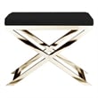Pemberly Row Contemporary Stool Faux Leather Black & Gold Frame