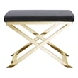 Pemberly Row Contemporary Stool Velvet Chocolate Fabric & Gold Frame