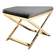 Pemberly Row Contemporary / Modern Stool in Velvet Gray & Gold Frame