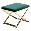 Pemberly Row Contemporary / Modern Stool in Velvet Green & Gold Frame