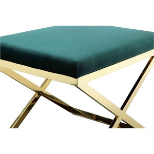 Pemberly Row Contemporary / Modern Stool in Velvet Green & Gold Frame