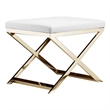 Pemberly Row Contemporary Stool Faux Leather White & Chrome Frame