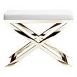 Pemberly Row Contemporary Stool Faux Leather White & Chrome Frame