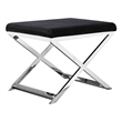 Pemberly Row Contemporary Stool in Faux Leather Black & Chrome Frame