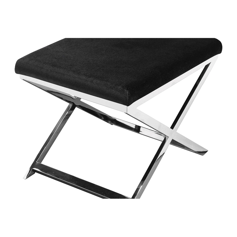 Pemberly Row Contemporary Stool in Faux Leather Black & Chrome Frame