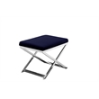 Pemberly Row Contemporary / Modern Stool in Velvet Navy & Chrome Frame