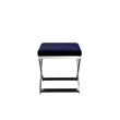 Pemberly Row Contemporary / Modern Stool in Velvet Navy & Chrome Frame