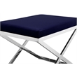 Pemberly Row Contemporary / Modern Stool in Velvet Navy & Chrome Frame
