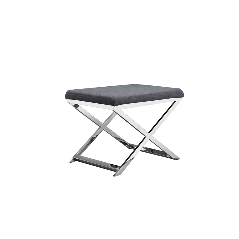 Pemberly Row Contemporary / Modern Upholestered Stool in Charcoal Fabric