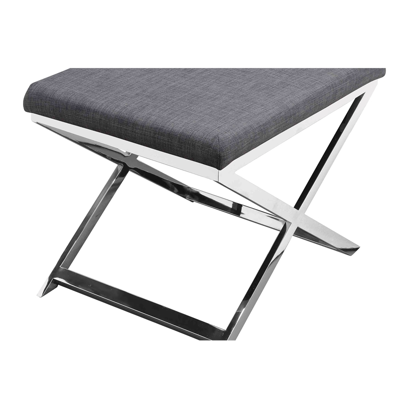 Pemberly Row Contemporary / Modern Upholestered Stool in Charcoal Fabric