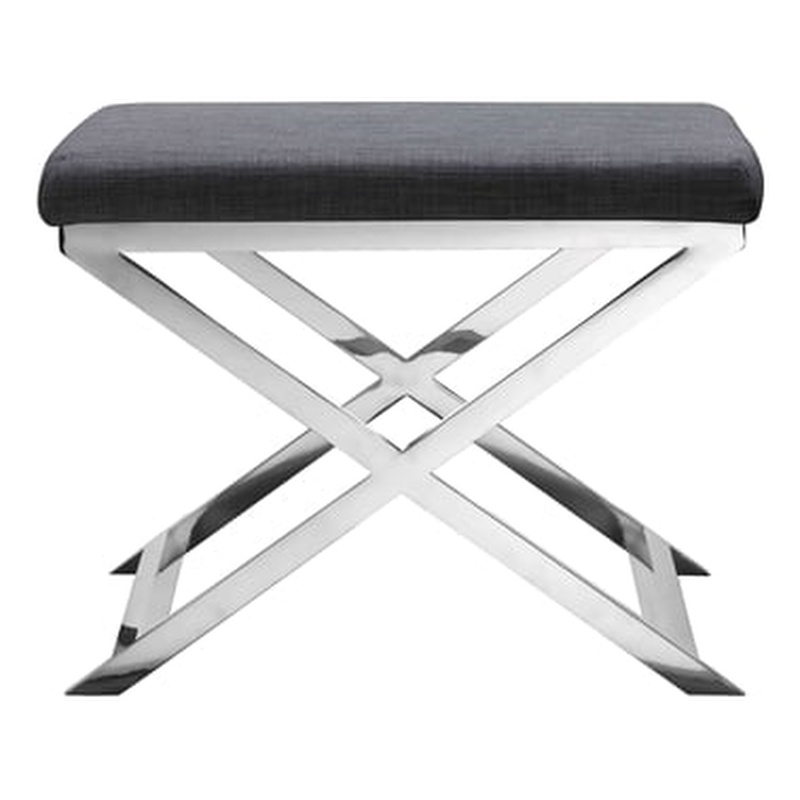 Pemberly Row Contemporary / Modern Upholestered Stool in Charcoal Fabric
