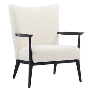 Pemberly Row Contemporary Lounge Chair in Boucle Fabric White