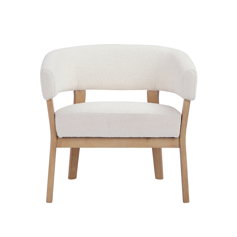 Pemberly Row Contemporary Lounge Chair in Boucle Fabric White
