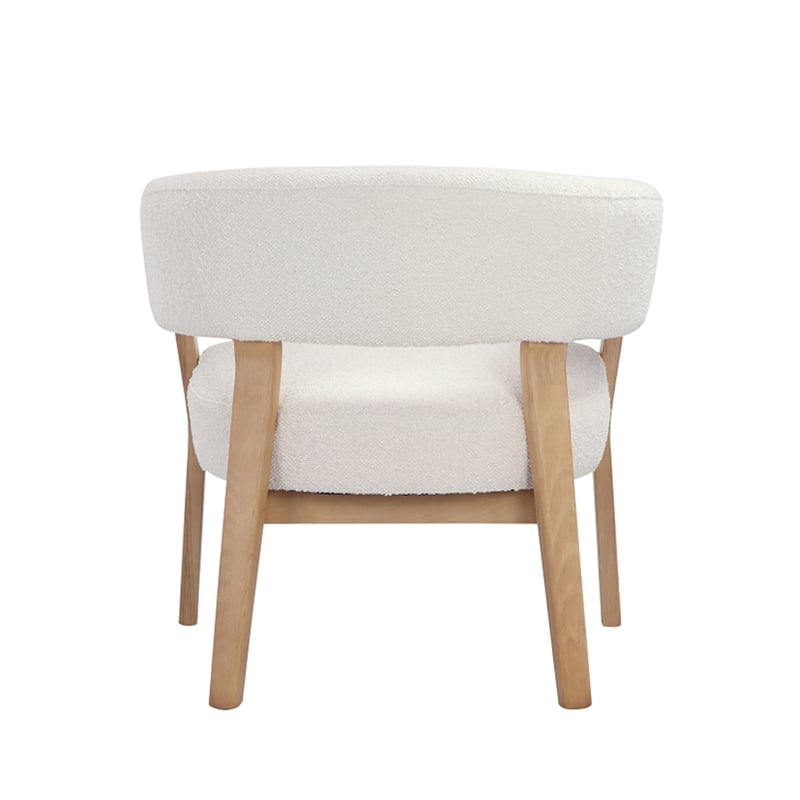 Pemberly Row Contemporary Lounge Chair in Boucle Fabric White