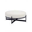 Pemberly Row Contemporary Round Bench in Boucle Fabric White