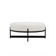 Pemberly Row Contemporary Round Bench in Boucle Fabric White