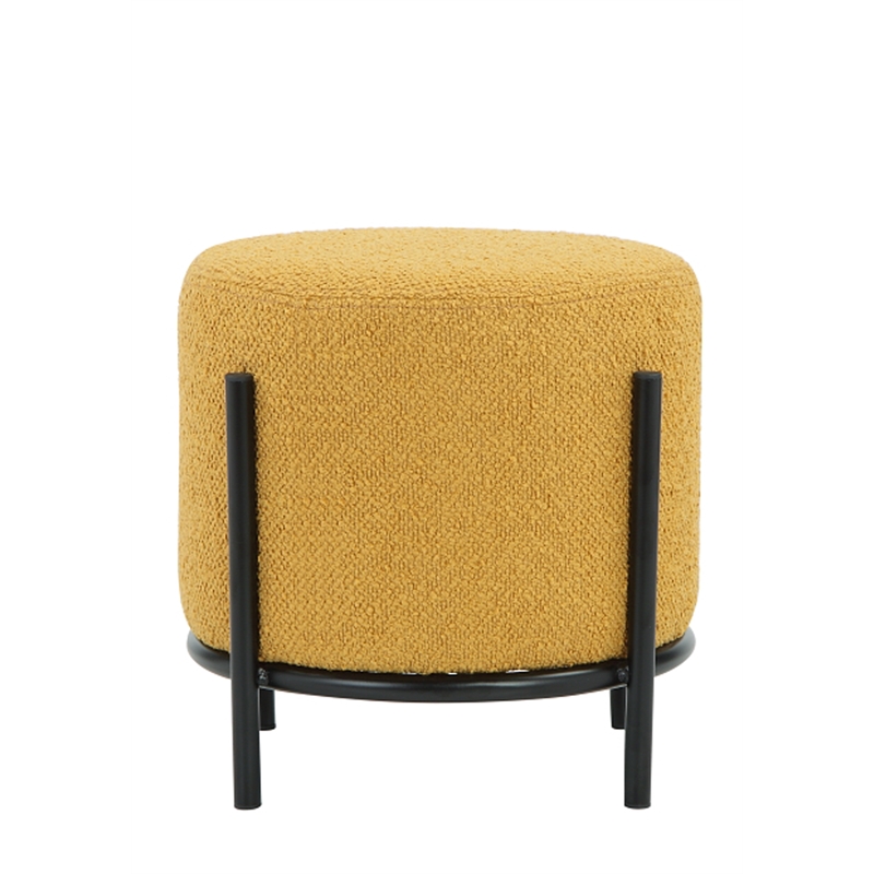 Pemberly Row Contemporary Round Stool in Boucle Fabric Yellow
