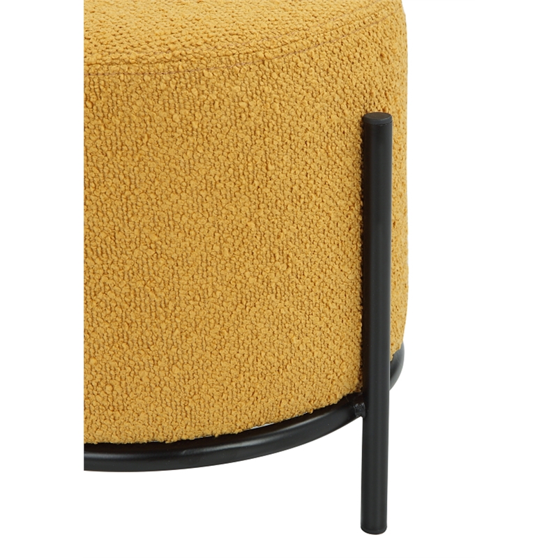 Pemberly Row Contemporary Round Stool in Boucle Fabric Yellow