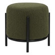 Pemberly Row Contemporary Round Stool in Boucle Fabric Green