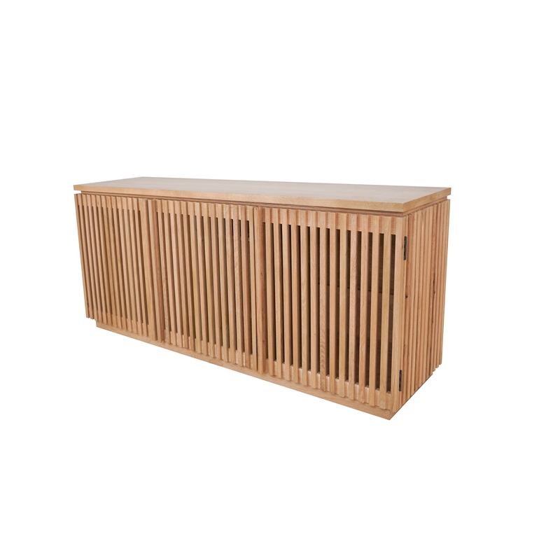 Pemberly Row Contemporary / Modern Three Doors Buffet in White Oak