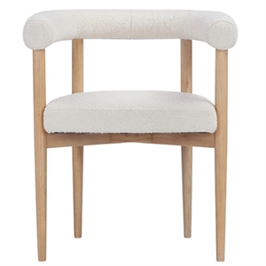 Pemberly Row Contemporary / Modern Arm Chair in Boucle Fabric White