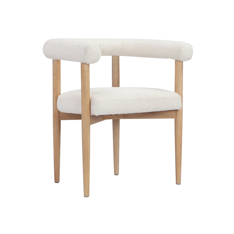 Pemberly Row Contemporary / Modern Arm Chair in Boucle Fabric White