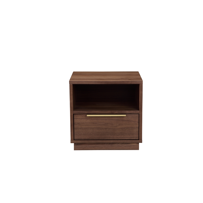 Pemberly Row Contemporary / Modern Night Stand in Walnut Wood