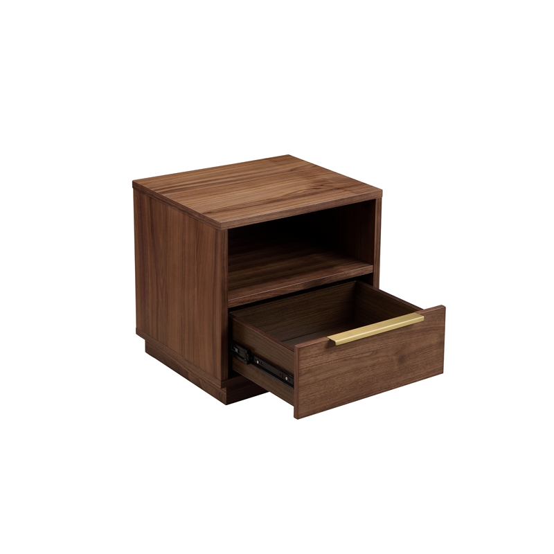 Pemberly Row Contemporary / Modern Night Stand in Walnut Wood
