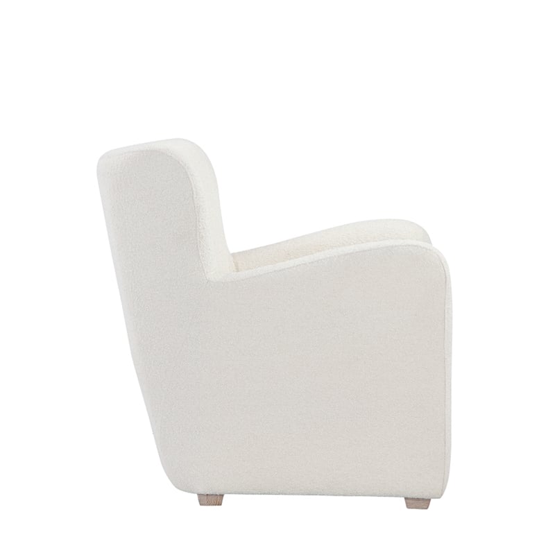 Pemberly Row Contemporary Lounge Chair in Boucle Fabric White
