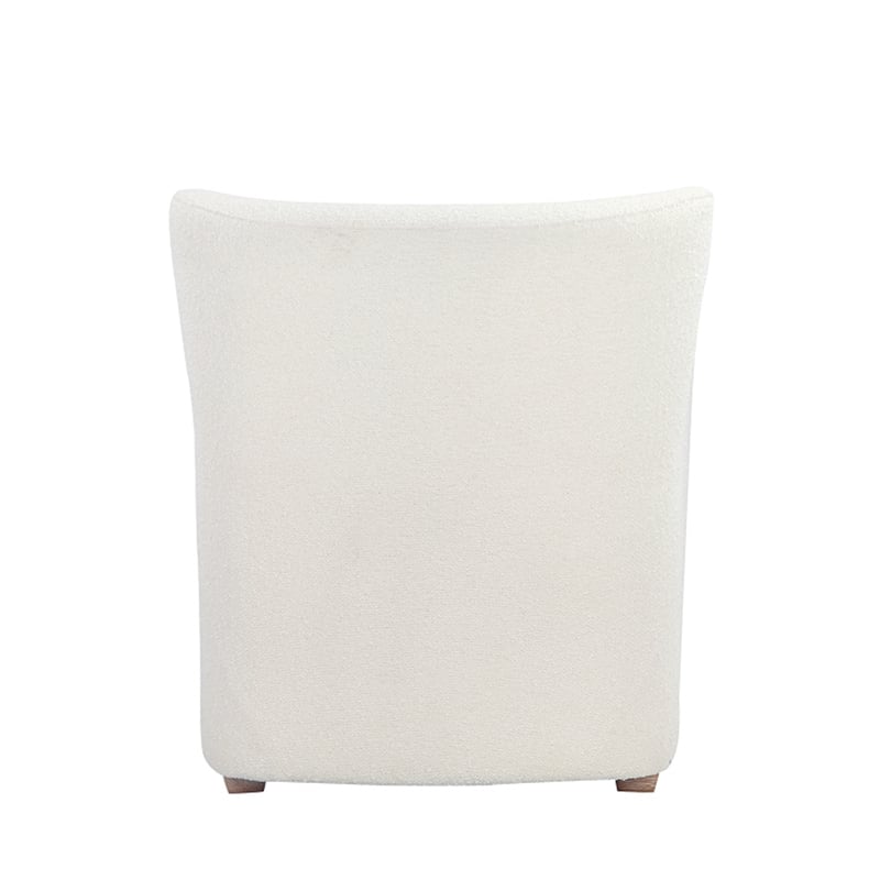 Pemberly Row Contemporary Lounge Chair in Boucle Fabric White